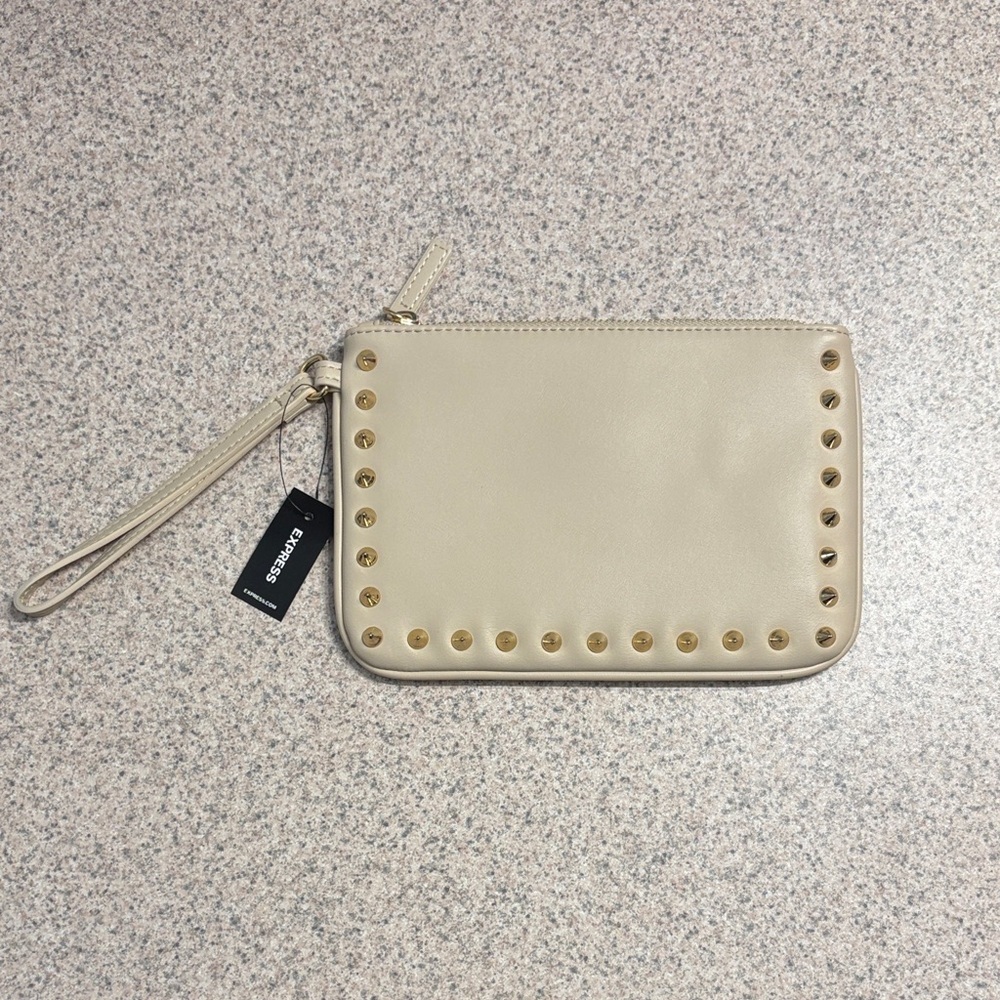 Express Beige Wristlet with Gold Accents